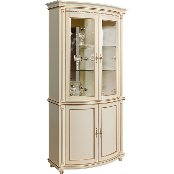 Шкаф с витриной «Валенсия 2з» П244.15, Цвет: Античная темпера с золотом
