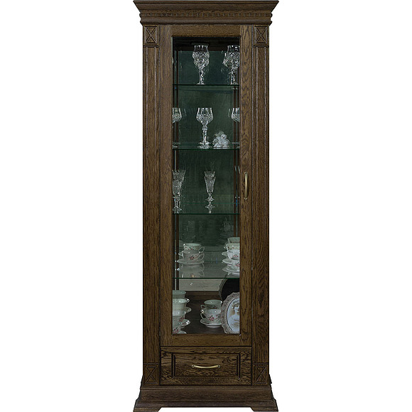 Шкаф с витриной «Верди Люкс 1з» П487.11з-01, Цвет: Табак