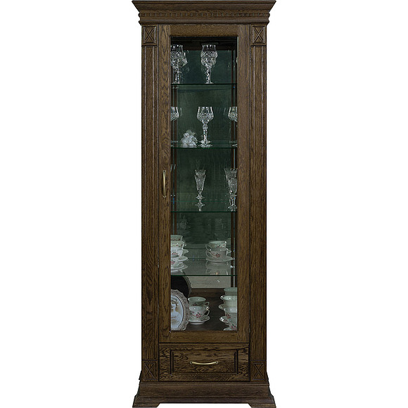 Шкаф с витриной «Верди Люкс 1з» П487.11з, Цвет: Табак