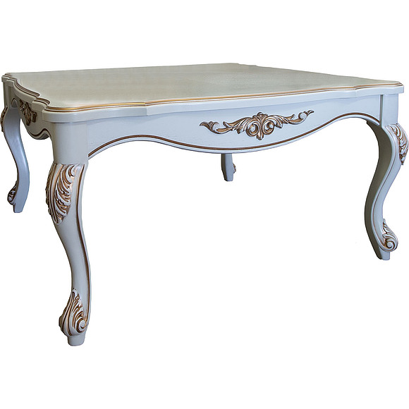 Стол журнальный «Алези 07» П354.09, Цвет: Слоновая кость с золочением