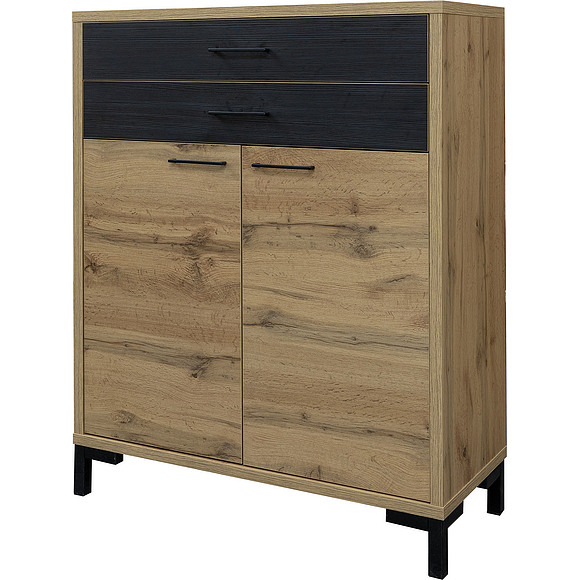 Тумба для обуви «Блэквуд» П570.05, Цвет: Дуб Вотан + чёрный (Tumba-dlya-obuvi-P570-05.jpg) Тумба для обуви «Блэквуд» П570.05, Цвет: Дуб Вотан + чёрный