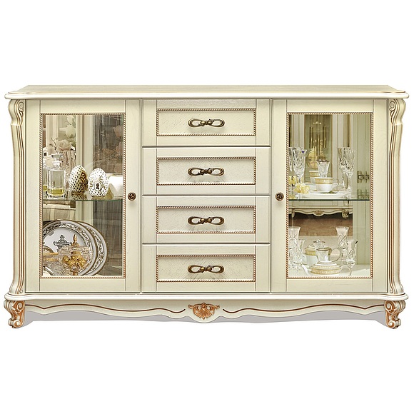 Тумба «Алези 3з» П350.01, Цвет: Слоновая кость с золочением (Tumba_3z_P350-1-1.jpg) Тумба «Алези 3з» П350.01, Цвет: Слоновая кость с золочением