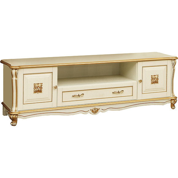 Тумба «Алези ТВ22 Люкс» П350.27л, Цвет: Слоновая кость с золочением (Tumba_Alezi-TV2_Lux_P350.jpg) Тумба «Алези ТВ22 Люкс» П350.27л, Цвет: Слоновая кость с золочением