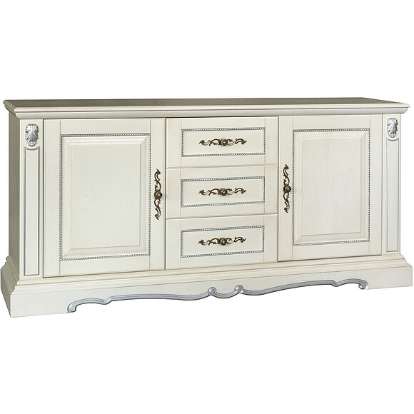 Тумба «Милана 3» П396.18, Цвет: Слоновая кость с серебром