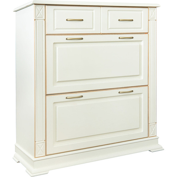 Тумба для обуви «Верди Люкс» П433.21, Цвет: Слоновая кость с золочением