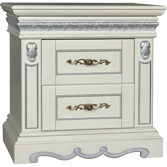 Тумба прикроватная «Милана 03с» П294.03с, Цвет: Слоновая кость с серебром