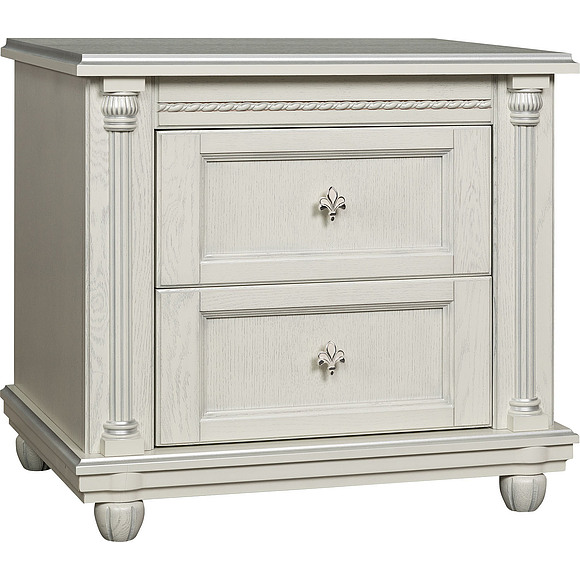 Тумба прикроватная «Валенсия Д» П568.20, Материал: массив дуба, Цвет: Слоновая кость с серебром