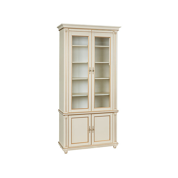 Шкаф для книг «Валенсия 2» П444.22, Цвет: Античная темпера с золотом