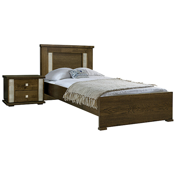 Кровать одинарная «Тунис» П344.08, Цвет: Венге+серебро, Спальное место: 2000x900 мм