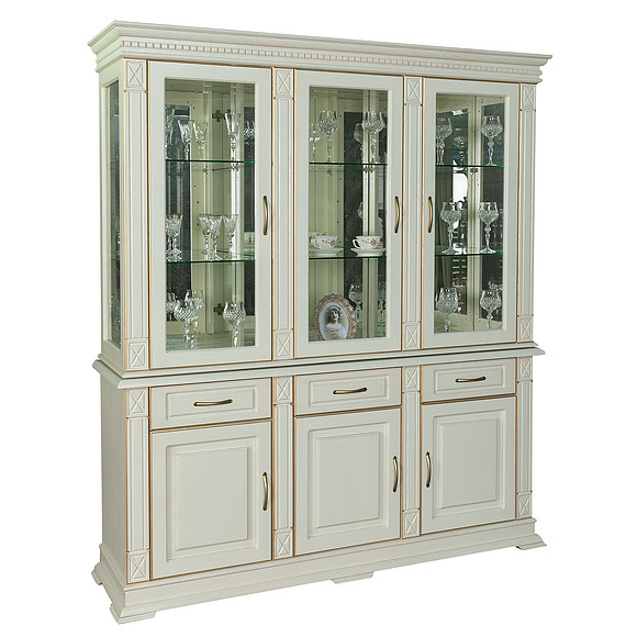 Шкаф комбинированный «Верди Люкс 3з» П487.20з, Цвет: Слоновая кость с золочением