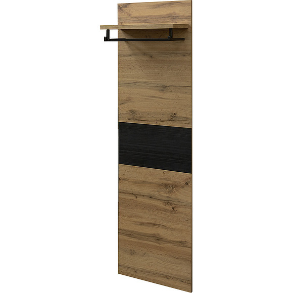 Вешалка настенная для прихожей «Блэквуд» П570.02, Цвет: Дуб Вотан + чёрный (Veshalka-navesnaya-P570-02.jpg) Вешалка настенная для прихожей «Блэквуд» П570.02, Цвет: Дуб Вотан + чёрный