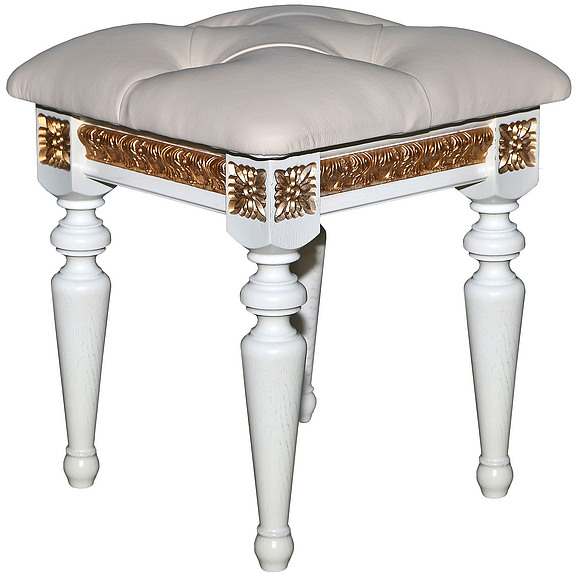 Банкетка «Милана 26» П294.26, Материал: натуральная кожа, Цвет: Слоновая кость с золочением