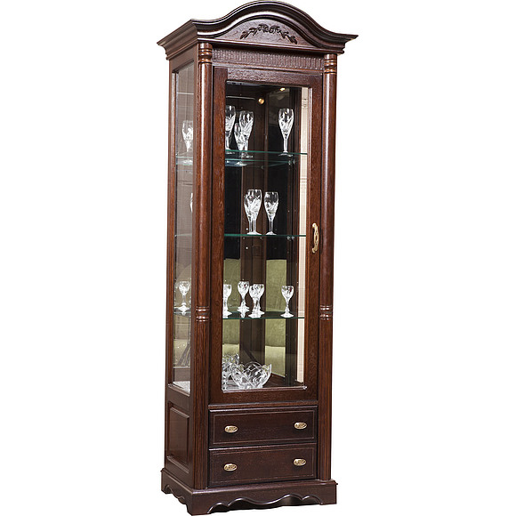 Шкаф с витриной «Паола 2380-01» БМ670, Цвет: Горячий шоколад