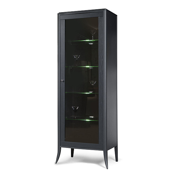 Шкаф с витриной «Тиффани 2425» БМ680, Цвет: Антрацит