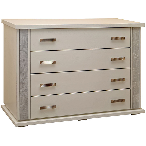 Комод «Тунис» П344.02, Цвет: Слоновая кость с серебром