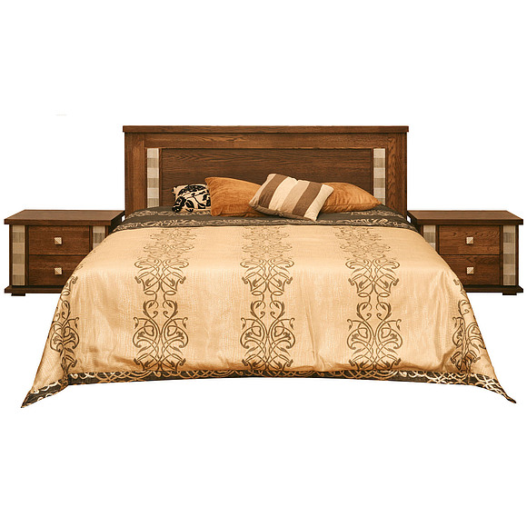 Кровать двойная «Тунис», Материал: ДСП+шпон, Цвет: Венге+золото, Спальное место: 2000x1600 мм