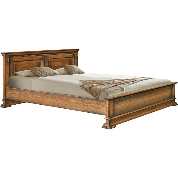 Кровать двойная «Верди Люкс» с низким изножьем, Цвет: Дуб рустикаль с патинированием, Механизм трансформации: без механизма, Спальное место: 2000x1600 мм, Размер: 2187x1774x851 мм