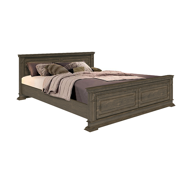 Кровать двойная «Верди Люкс» с высоким изножьем, Материал: массив дуба, Цвет: Табак, Механизм трансформации: без механизма, Спальное место: 2000x1600 мм, Размер: 2187x1774x851 мм