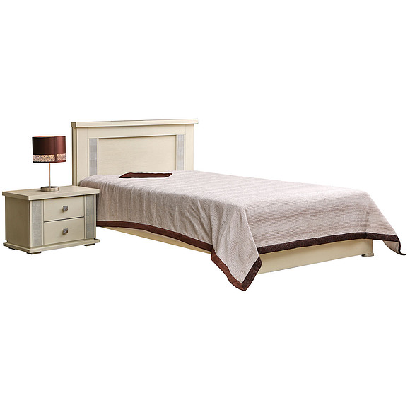 Кровать одинарная «Тунис» П344.08, Цвет: Слоновая кость с серебром, Спальное место: 2000x900 мм