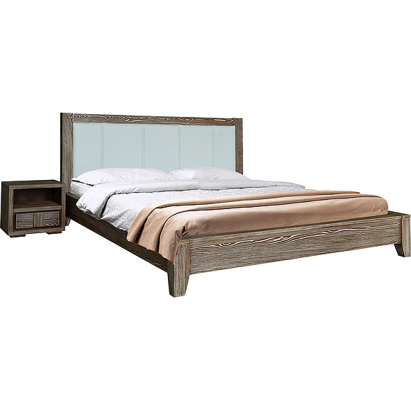 Кровать двойная «Концепт» с мягким изголовьем, Цвет: Табак, Спальное место: 2000x1600 мм, Размер: 1777х2172х1000 мм