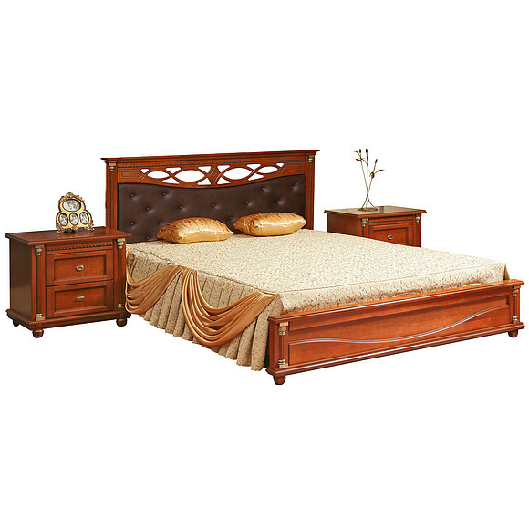 Кровать двойная «Валенсия» с мягким изголовьем, Цвет: Каштан, Спальное место: 2000x1600 мм