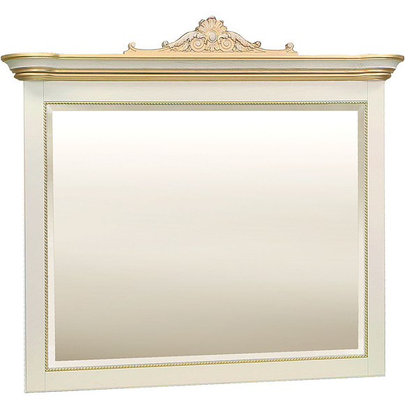 Зеркало настенное «Алези 2 Люкс» П350.14л, Цвет: Слоновая кость с золочением