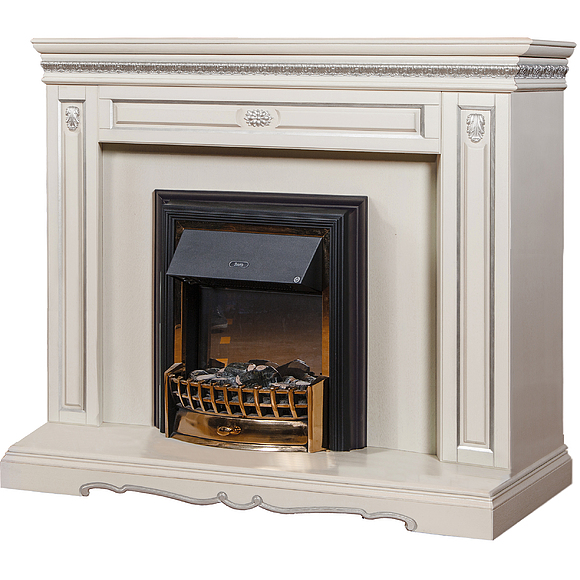 Портал для камина «Милана 17с» П265.17с, Цвет: Слоновая кость с серебром