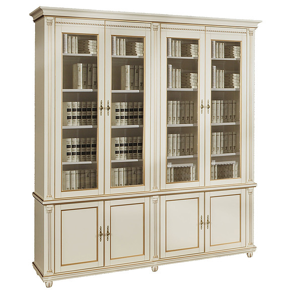 Шкаф для книг «Валенсия 4» П444.24, Цвет: Античная темпера с золотом