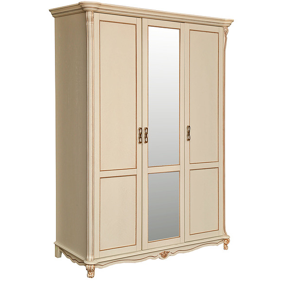 Шкаф 3-х дверный «Алези» П349.01, Цвет: Слоновая кость с золочением
