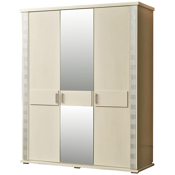 Шкаф для одежды «Тунис» П344.01, Цвет: Слоновая кость с серебром