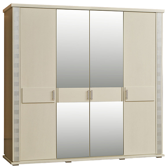 Шкаф для одежды «Тунис» П344.09, Цвет: Слоновая кость с серебром