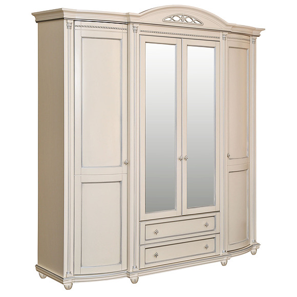 Шкаф для одежды «Валенсия 4» П254.11, Цвет: Античная темпера с серебром