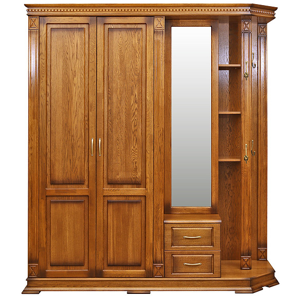 Шкаф комбинированный для прихожей «Верди Люкс 1.1» П433.01-01, Цвет: Дуб рустикаль с патинированием