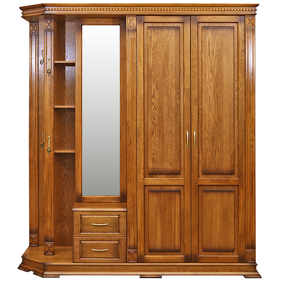 Шкаф комбинированный для прихожей «Верди Люкс 1» П433.01, Цвет: Дуб рустикаль с патинированием