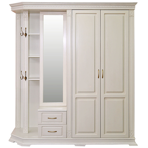 Шкаф комбинированный для прихожей «Верди Люкс 1» П433.01, Цвет: Слоновая кость