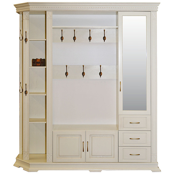 Шкаф комбинированный для прихожей «Верди Люкс 2.1» П433.02-01, Цвет: Слоновая кость