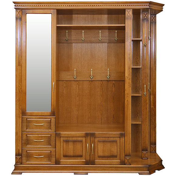 Шкаф комбинированный для прихожей «Верди Люкс 2» П433.02, Цвет: Дуб рустикаль с патинированием