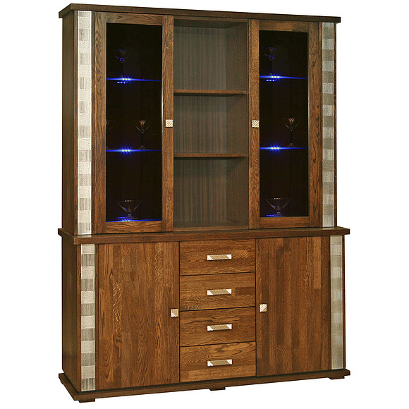 Шкаф комбинированный «Тунис» П343.06Ш, Цвет: Венге+серебро