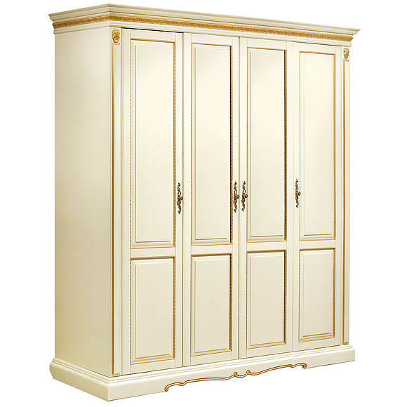 Шкаф «Милана 02/1» П294.24, Цвет: Слоновая кость с золочением