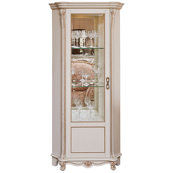Шкаф с витриной «Алези 10» П350.13-01, Цвет: Слоновая кость с золочением (shkaf_s_vitrinoi_alezi_10_p350_13-01_slon_kost.jpg) Шкаф с витриной «Алези 10» П350.13-01, Цвет: Слоновая кость с золочением