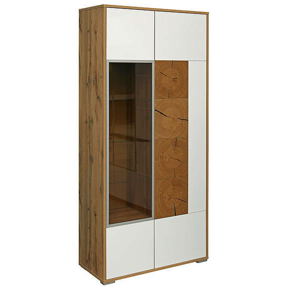 Шкаф с витриной «Гелиос» П550.01, Цвет: Дуб Вотан + белый