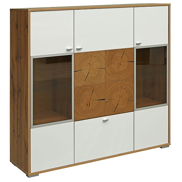 Шкаф с витриной «Гелиос» П550.02, Цвет: Дуб Вотан + белый