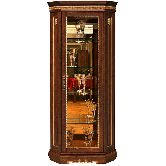 Шкаф с витриной «Милана 10» П265.10, Цвет: Черешня с золочением