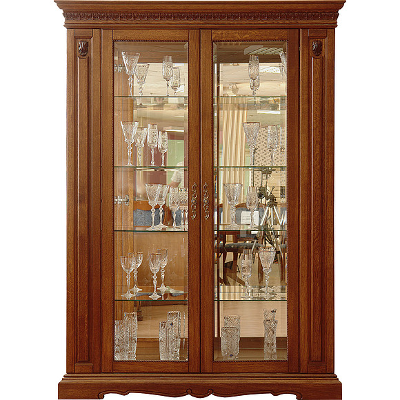 Шкаф с витриной «Милана 5» П265.05, Цвет: Черешня