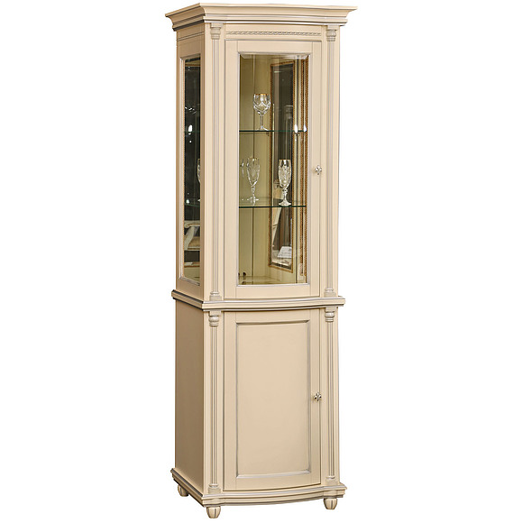 Шкаф с витриной «Валенсия 1.1з» П244.14.1, Цвет: Античная темпера с серебром