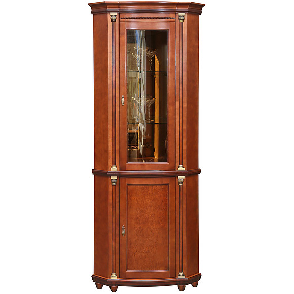 Шкаф с витриной «Валенсия 1уз» П244.13, Цвет: Каштан