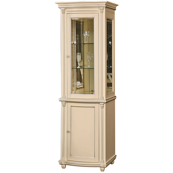 Шкаф с витриной «Валенсия 1з» П244.14, Цвет: Античная темпера с серебром