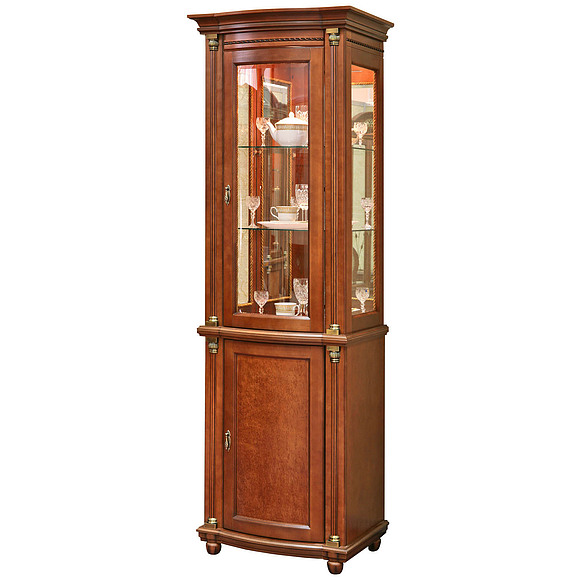 Шкаф с витриной «Валенсия 1з» П244.14, Цвет: Каштан