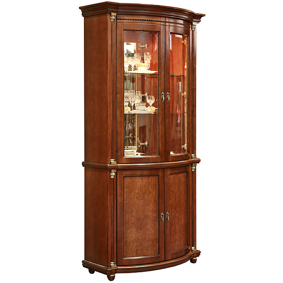 Шкаф с витриной «Валенсия 2з» П244.15, Цвет: Каштан