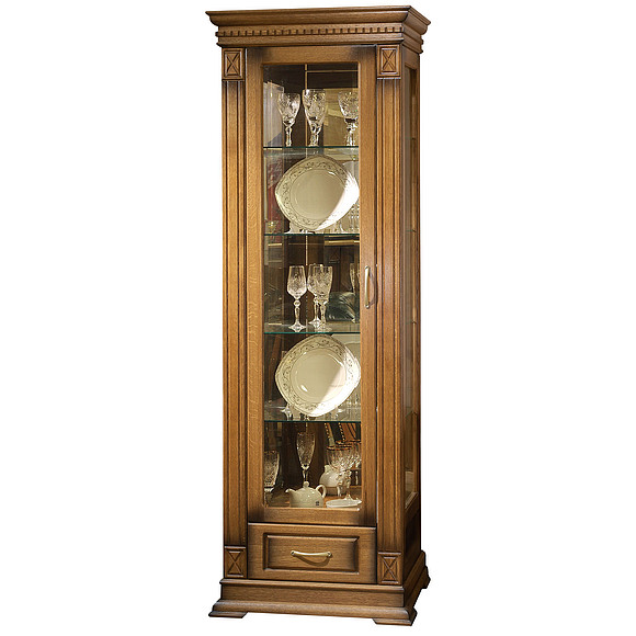 Шкаф с витриной «Верди Люкс 1з» П487.11з-01, Цвет: Дуб рустикаль с патинированием